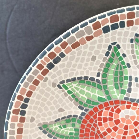 Set/4 Sango Zoey 8-3/8" Oval Salad Plates Roman Mosaic Tile Style 1996-2001 VTG - Picture 3 of 5
